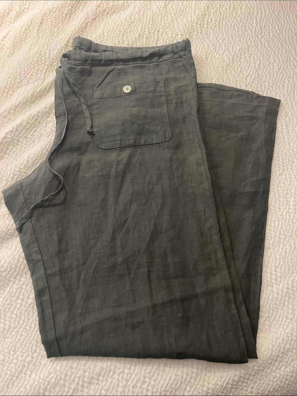 Allen Allen Wide-Leg Linen Pants with Front & Back Pockets